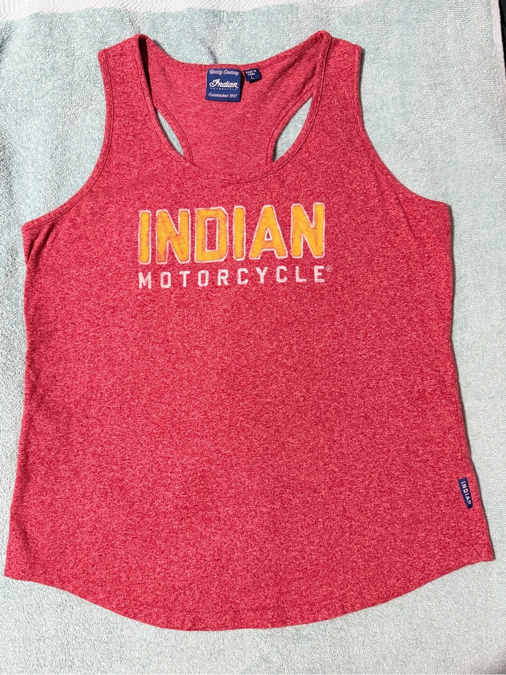 Indian Motorcycle Women’s Racerback Tank Top Red Heather Logo Size Large L